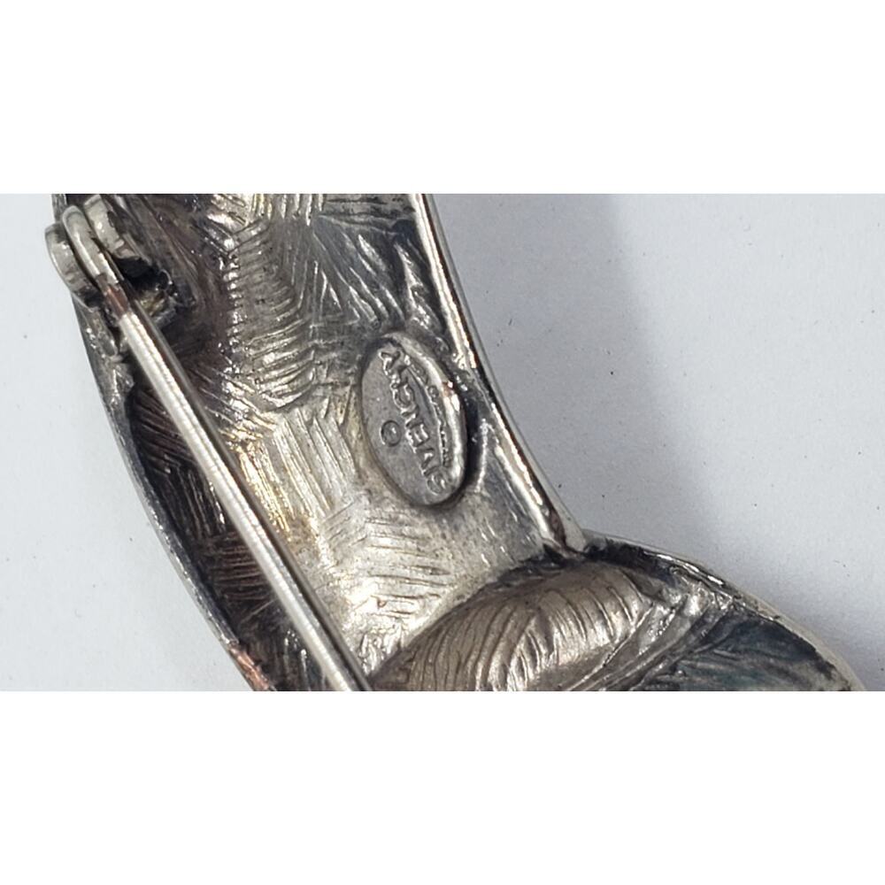 Vintage Givenchy Love Knot Brooch Signed 1970s Designer Silver Metal Pin - Picture 7 of 10